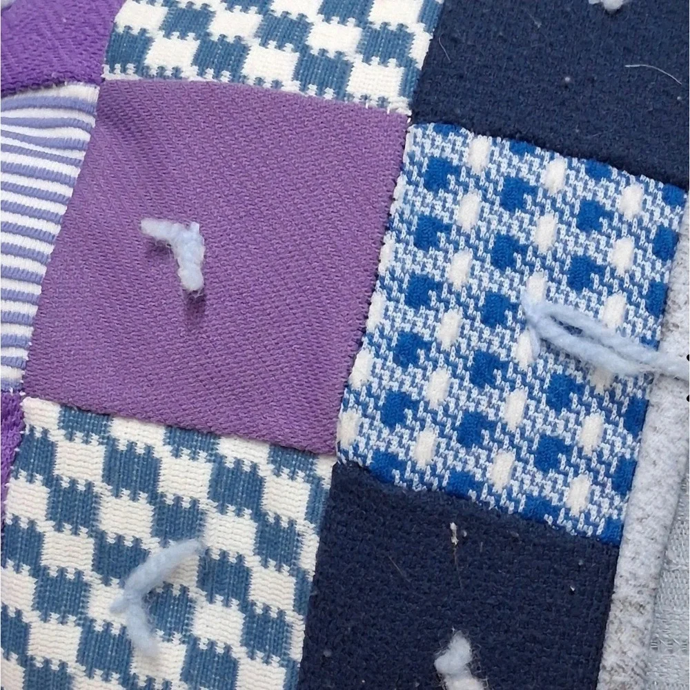 1.a.0.0.0.5 Handmade Tied Patchwork Quilt Checkerboard Lap Throw 54x64